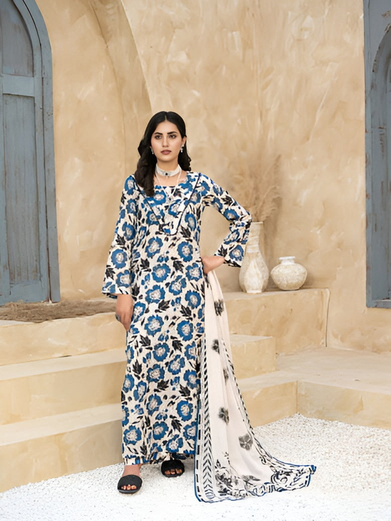 Raj Kumari summer lawn suit by Bunaaz – view 2