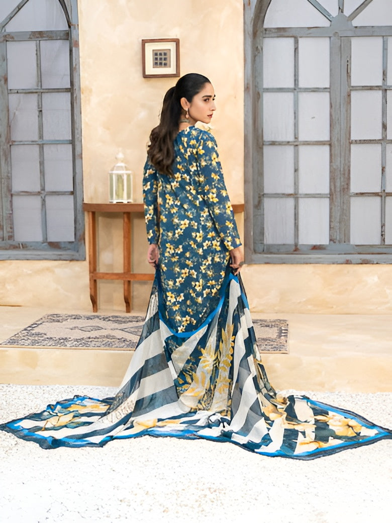 Floral printed summer lawn suit by Bunaaz – view 3