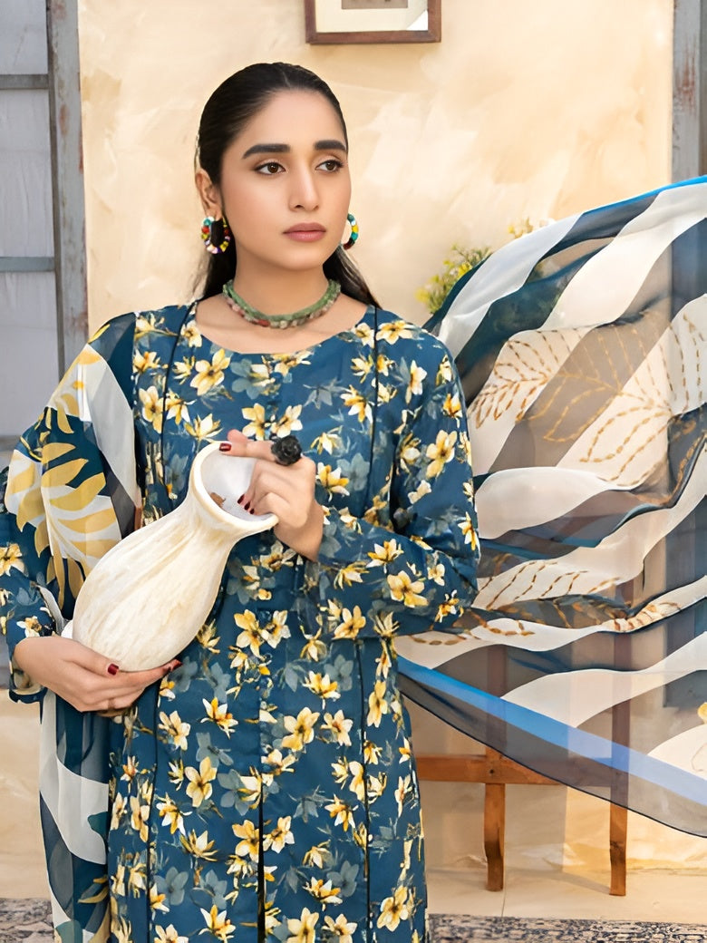 Floral printed summer lawn suit by Bunaaz – view 5
